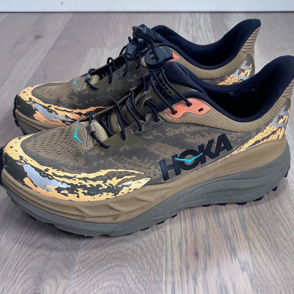 Hoka Stinson 7 Trail Running Sneakers All Terrain Honey Olive Men Size 12 - Picture 3 of 11